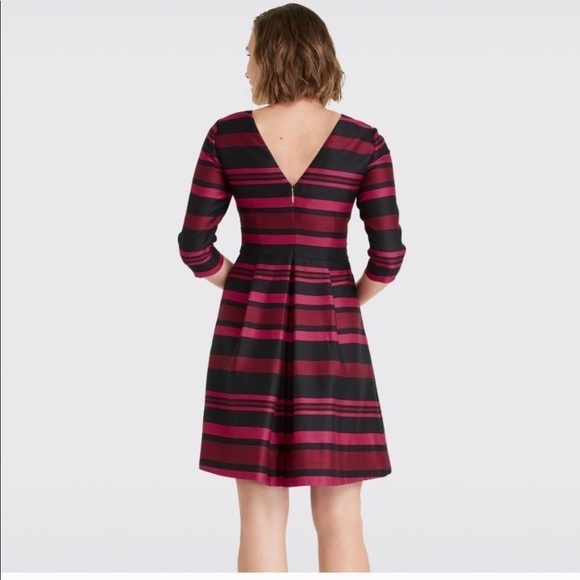 DRAPER JAMES Striped 3/4 Sleeve Fit Flare Dress 6 - Picture 2 of 14